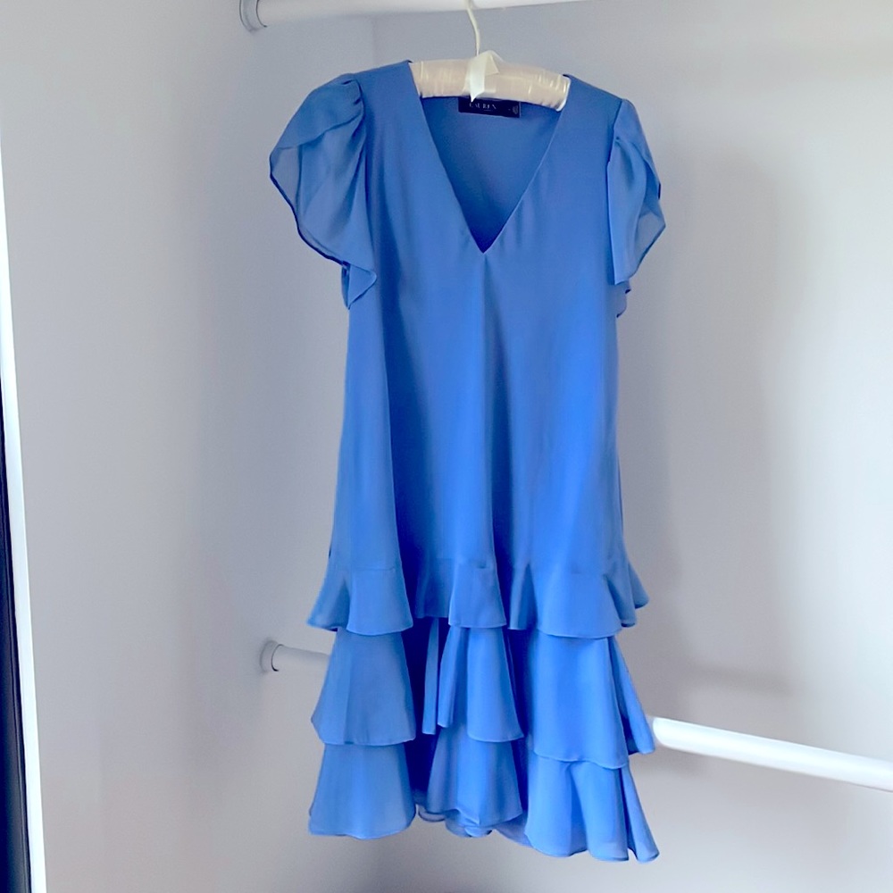 LAUREN Ralph Lauren Size 2 Crinkle Georgette Drop Waist Dress